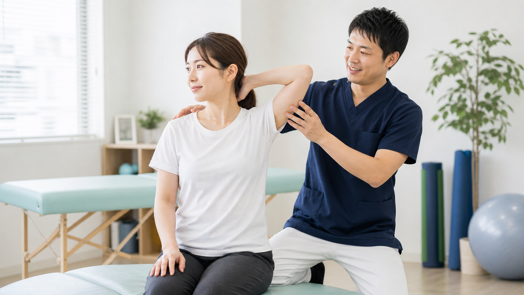 交通事故後のリハビリを説明する様子