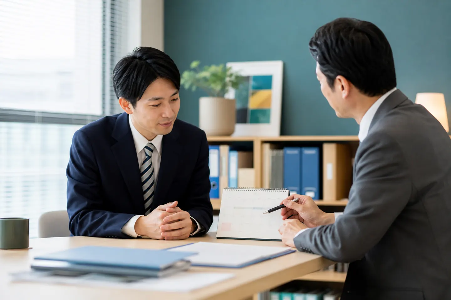 交通事故後の通院時間を勤務先と相談する会社員
