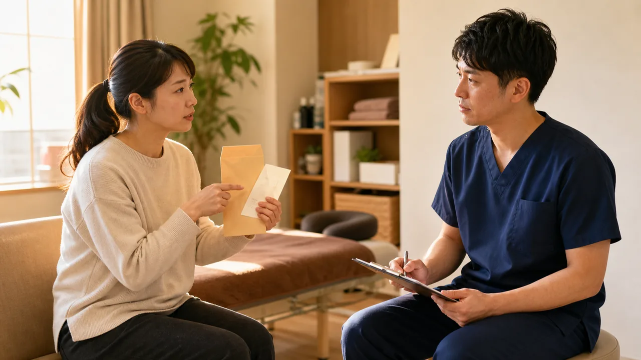 病院の診察内容を同じ日に整骨院へ共有する女性