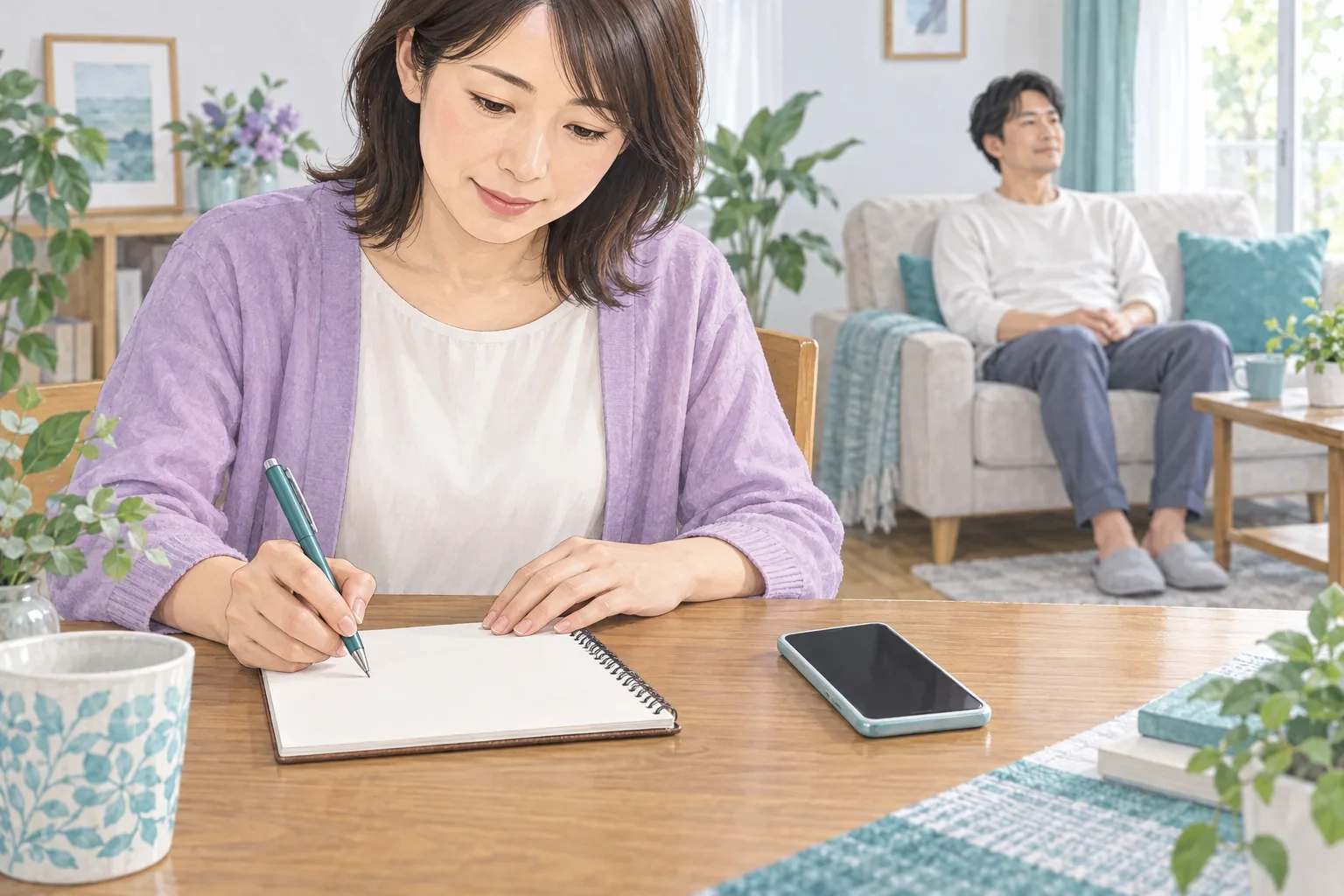 脚の症状の経過を受診前にノートへ整理する家族
